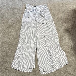 Glassons Striped Wide-Leg Wrap Tie-Waist Pants - White/Black NWT